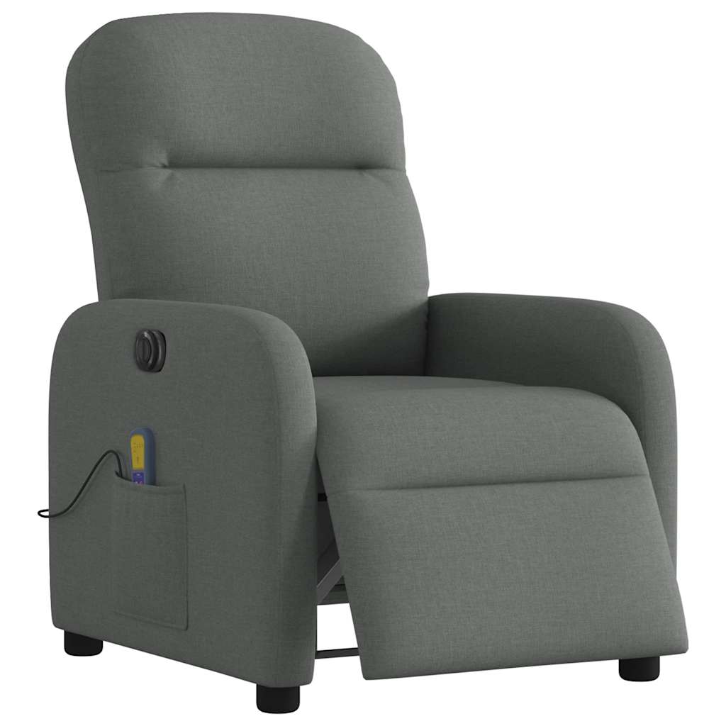 vidaXL Fotoliu electric de masaj rabatabil, gri închis, textil