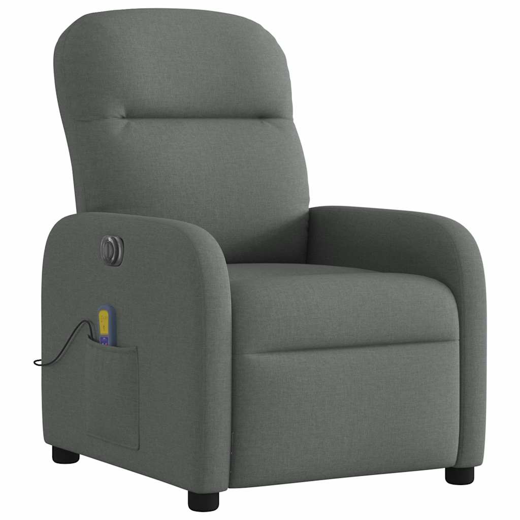 vidaXL Fotoliu electric de masaj rabatabil, gri închis, textil