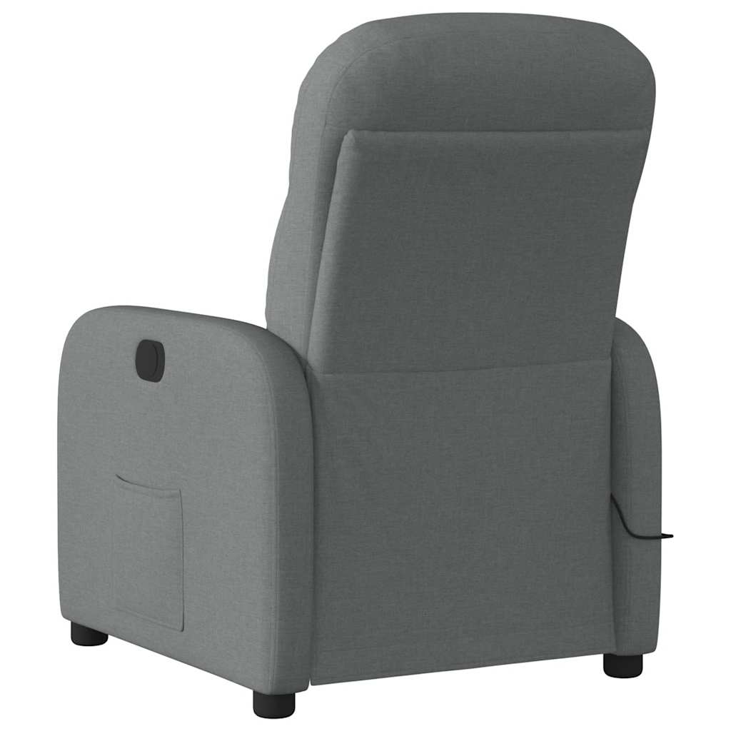 vidaXL Fotoliu electric de masaj rabatabil, gri închis, textil