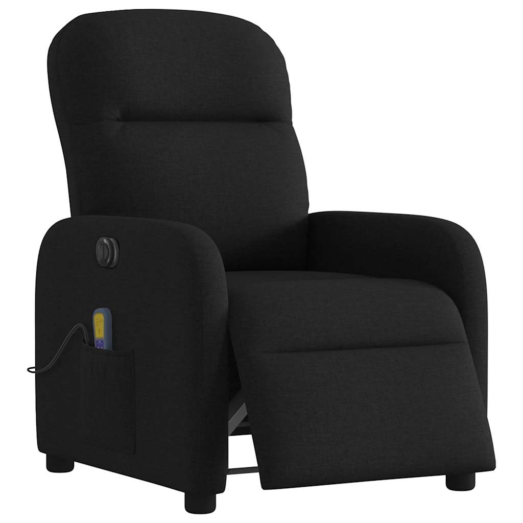 vidaXL Fotoliu electric de masaj rabatabil, negru, textil vidaXL Fotoliu electric de masaj rabatabil, negru, textil
