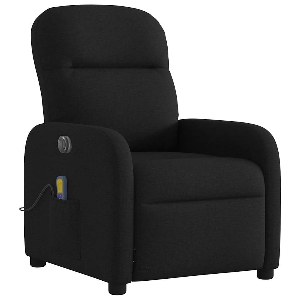 vidaXL Fotoliu electric de masaj rabatabil, negru, textil vidaXL Fotoliu electric de masaj rabatabil, negru, textil