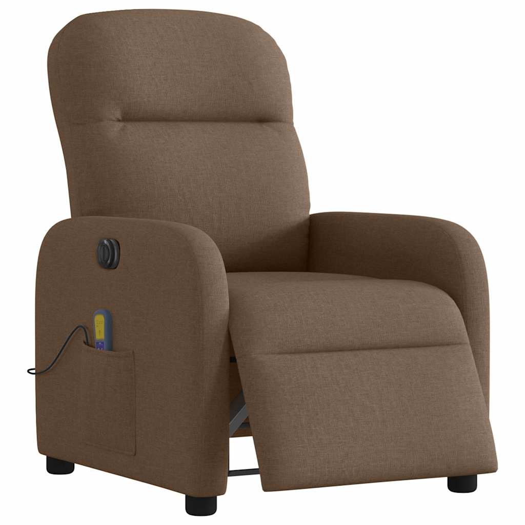 vidaXL Fotoliu electric de masaj rabatabil, maro, textil