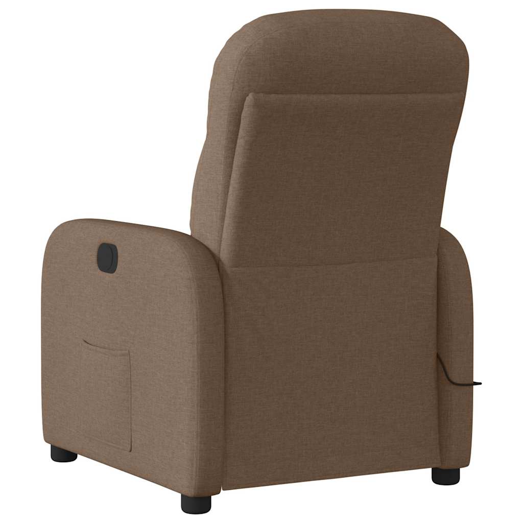 vidaXL Fotoliu electric de masaj rabatabil, maro, textil