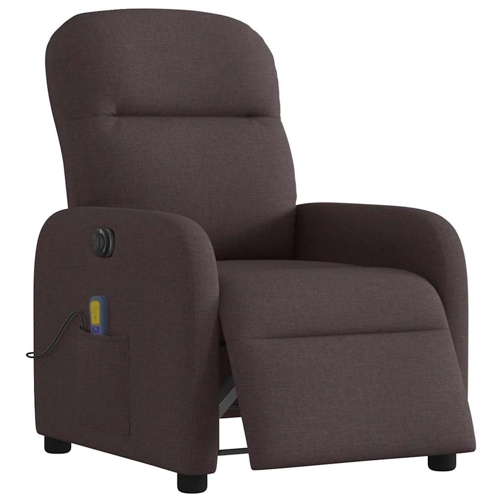 vidaXL Fotoliu electric de masaj rabatabil, maro închis, textil
