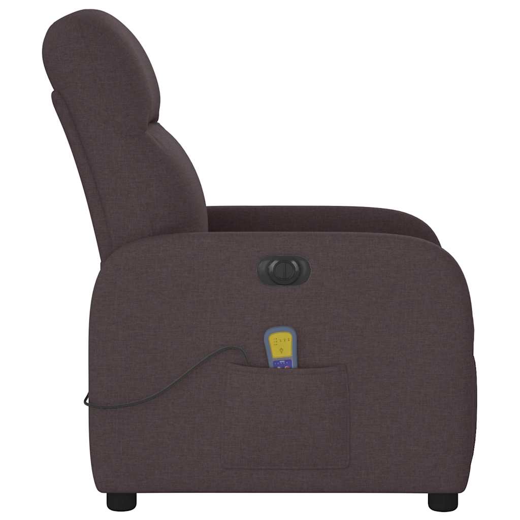 vidaXL Fotoliu electric de masaj rabatabil, maro închis, textil