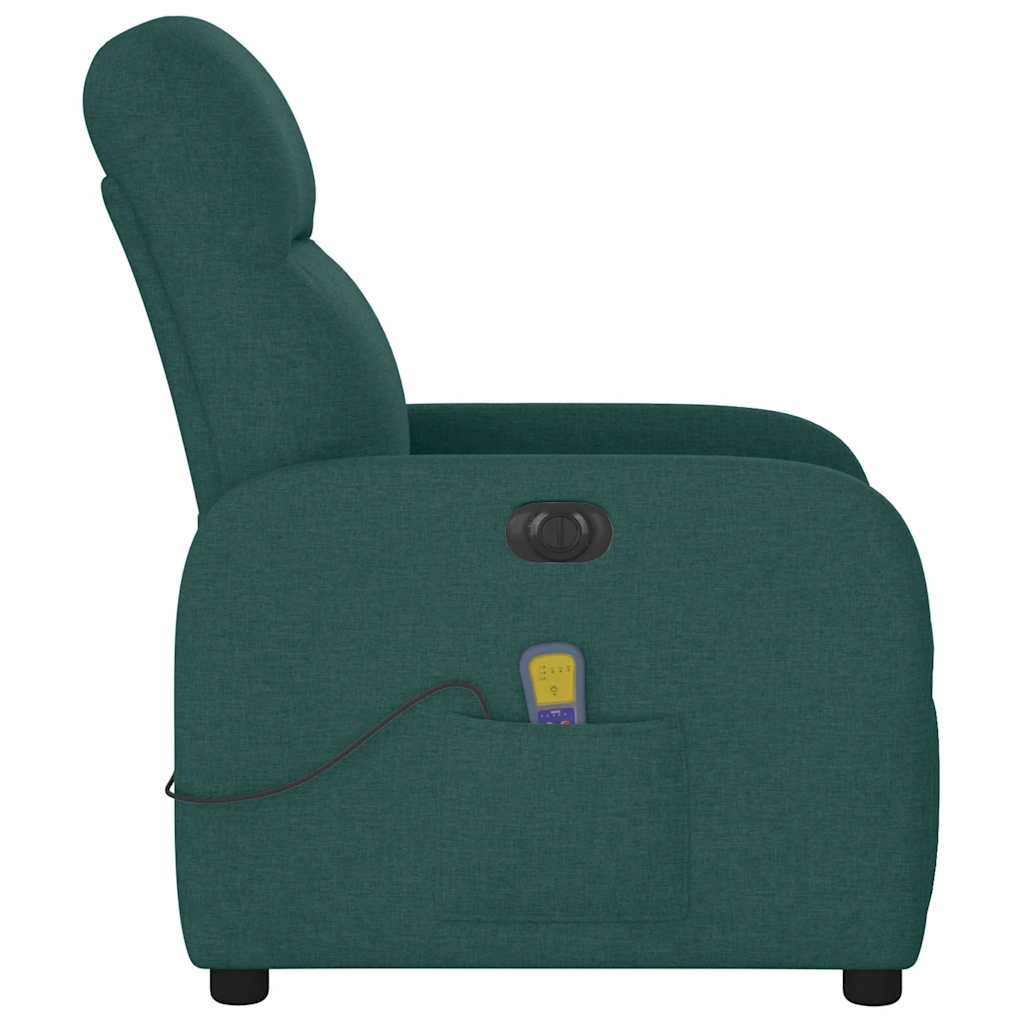 vidaXL Fotoliu electric de masaj rabatabil, verde închis, textil vidaXL Fotoliu electric de masaj rabatabil, verde închis, textil