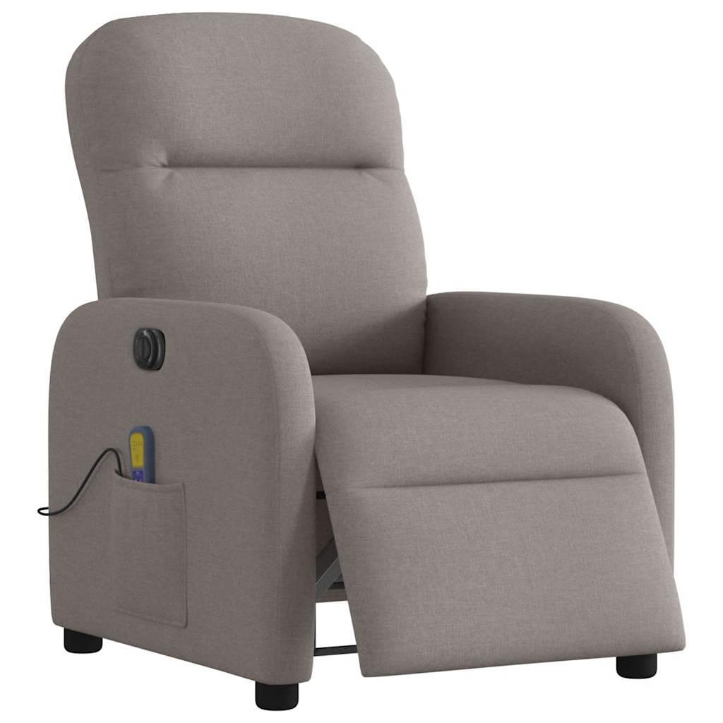 vidaXL Fotoliu electric de masaj rabatabil, gri taupe, textil