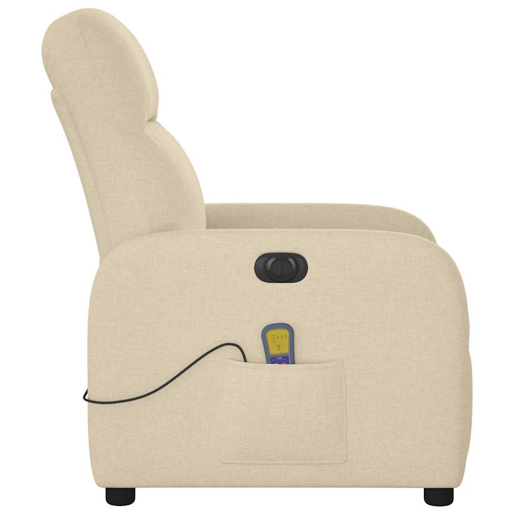 vidaXL Fotoliu electric de masaj rabatabil, crem, textil
