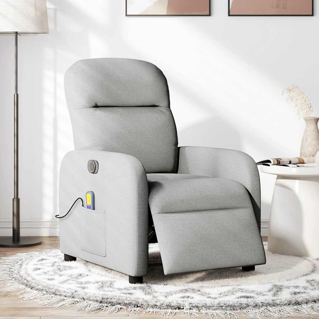 vidaXL Scaun reclinabil electric pentru masaj Cloud Grey Fabric vidaXL Scaun reclinabil electric pentru masaj Cloud Grey Fabric