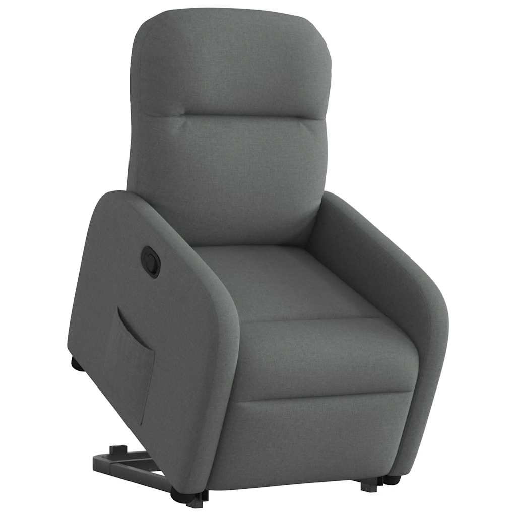 vidaXL Fotoliu rabatabil cu ridicare pe verticală, gri închis, textil