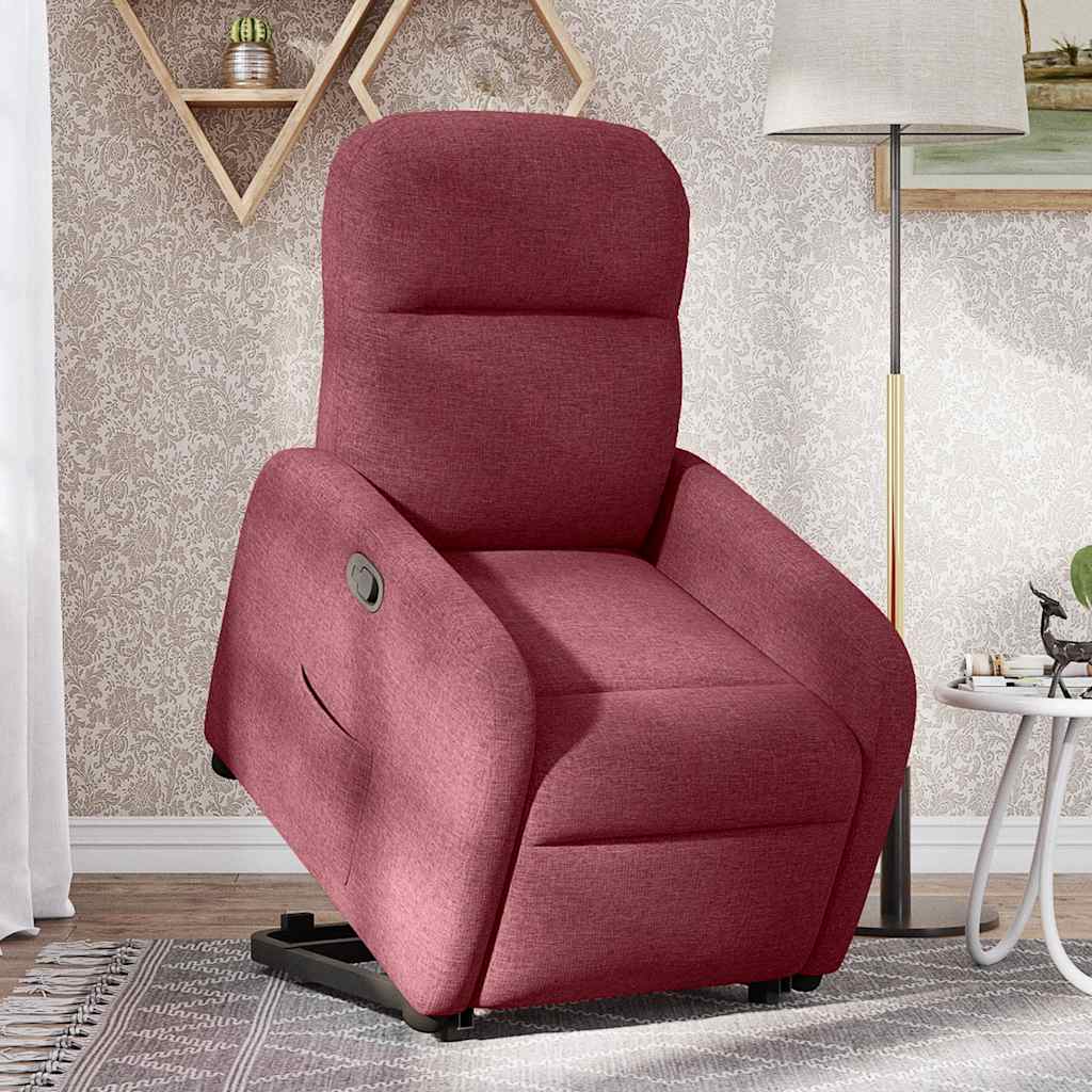 vidaXL Fotoliu rabatabil cu ridicare, roșu vin, material textil