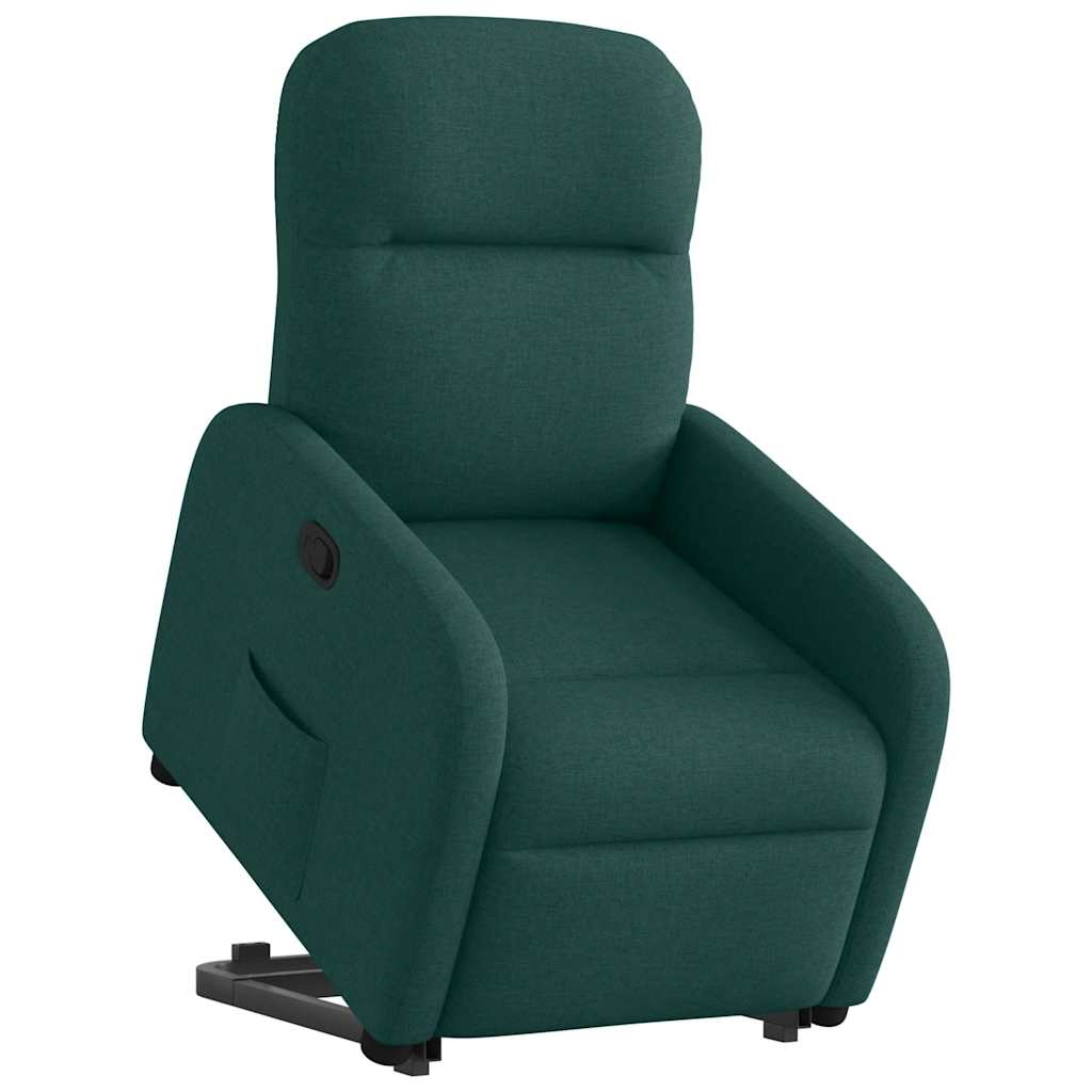 vidaXL Fotoliu rabatabil ridicare pe verticală, verde închis, textil vidaXL Fotoliu rabatabil ridicare pe verticală, verde închis, textil
