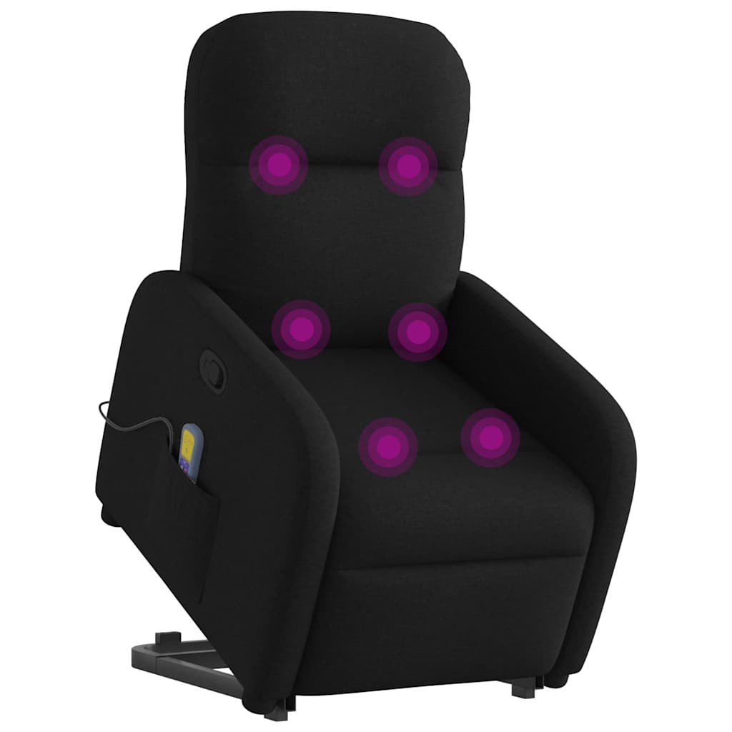 vidaXL Fotoliu rabatabil de masaj, cu ridicare, negru, material textil