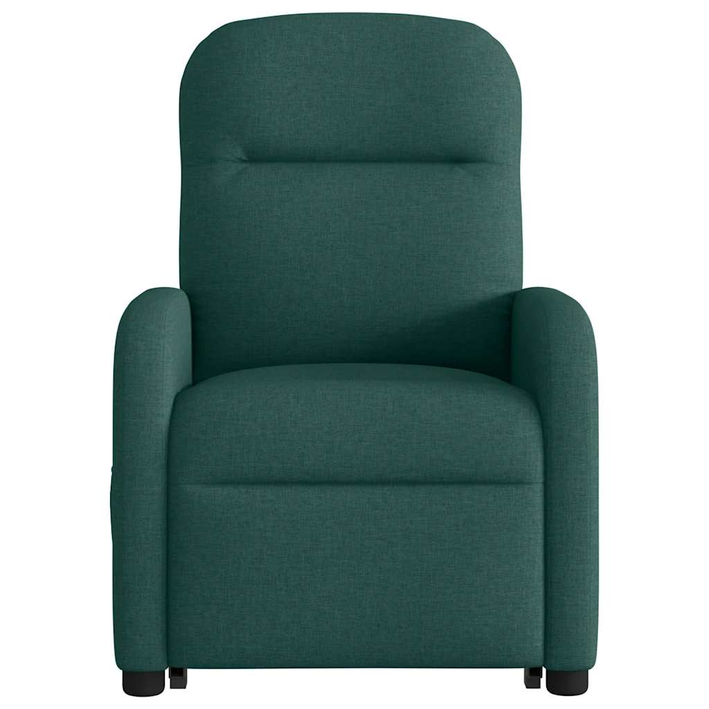 vidaXL Fotoliu rabatabil de masaj, cu ridicare, verde închis, textil