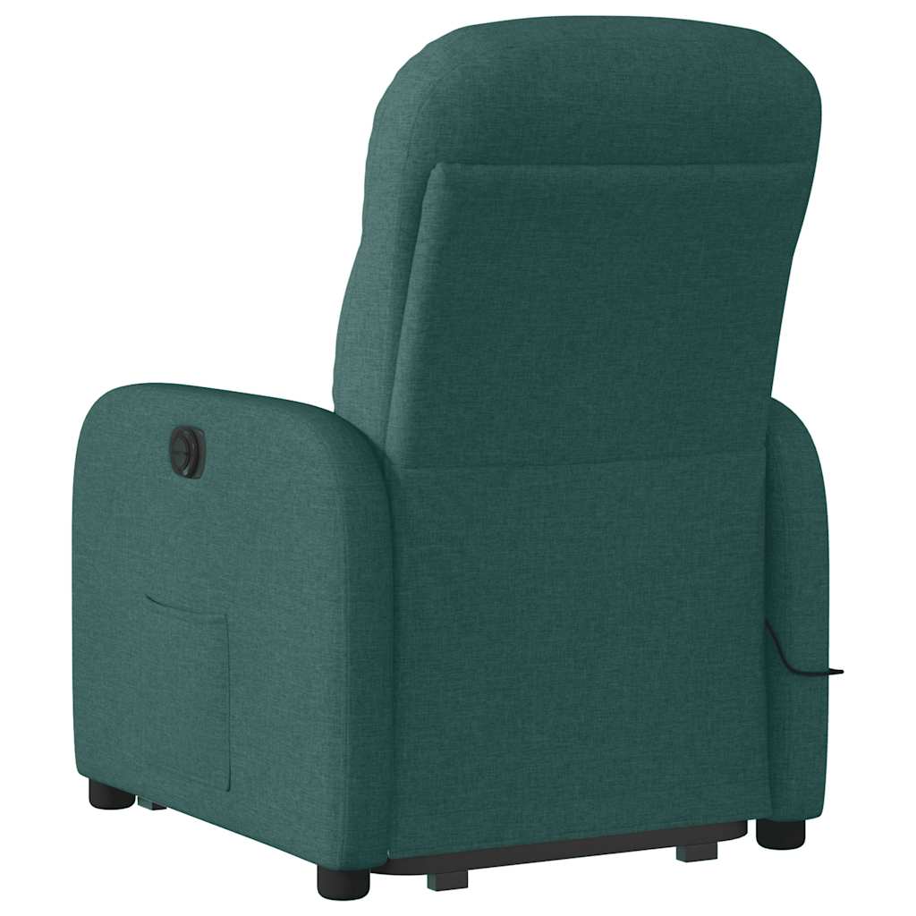 vidaXL Fotoliu rabatabil de masaj, cu ridicare, verde închis, textil