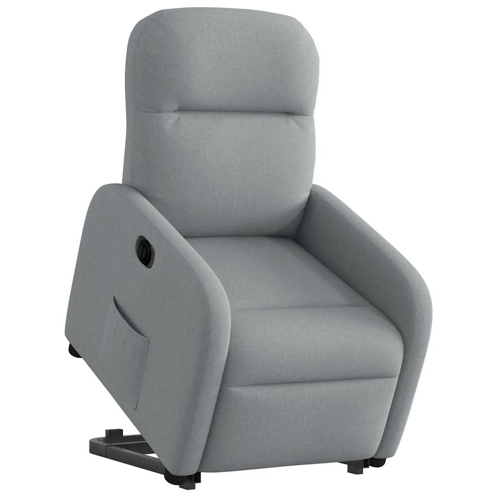 vidaXL Fotoliu electric rabatabil cu ridicare, gri deschis, textil