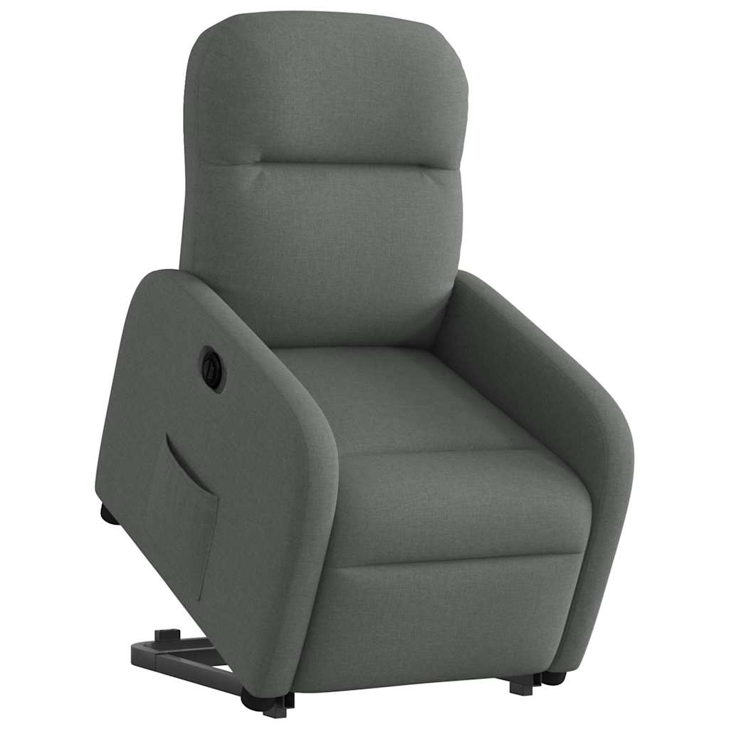 vidaXL Fotoliu electric rabatabil cu ridicare, gri închis, textil