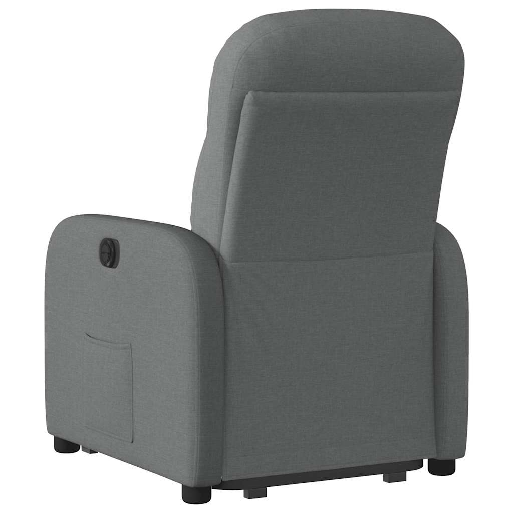 vidaXL Fotoliu electric rabatabil cu ridicare, gri închis, textil