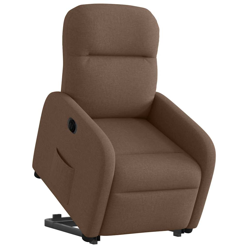 vidaXL Fotoliu electric rabatabil cu ridicare, maro, textil