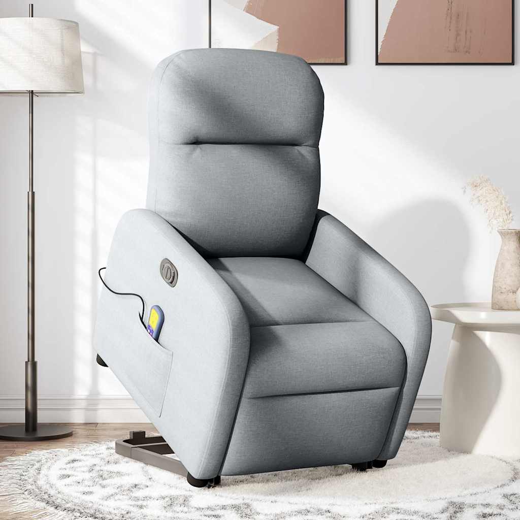 vidaXL Fotoliu electric masaj rabatabil cu ridicare, gri închis textil