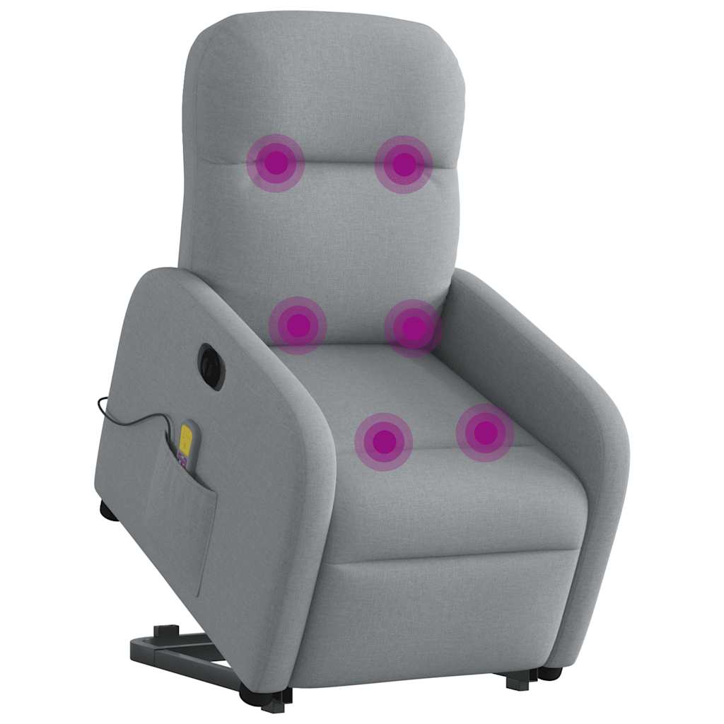 vidaXL Fotoliu electric masaj rabatabil cu ridicare, gri închis textil