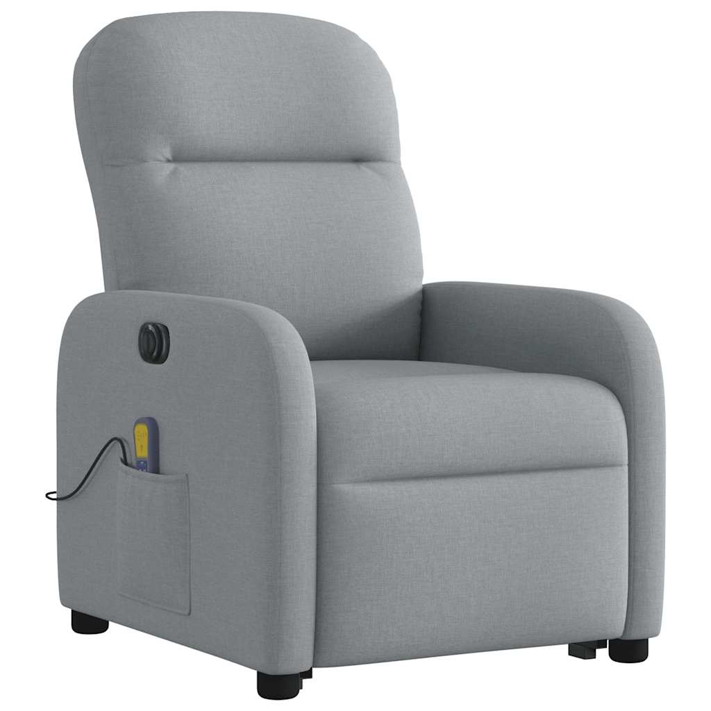 vidaXL Fotoliu electric masaj rabatabil cu ridicare, gri închis textil