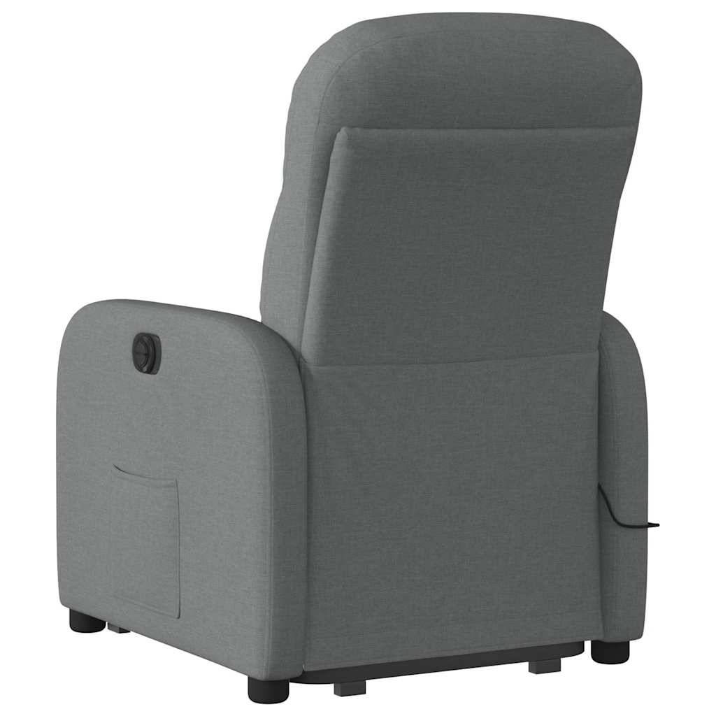 vidaXL Fotoliu electric masaj rabatabil cu ridicare, gri închis textil