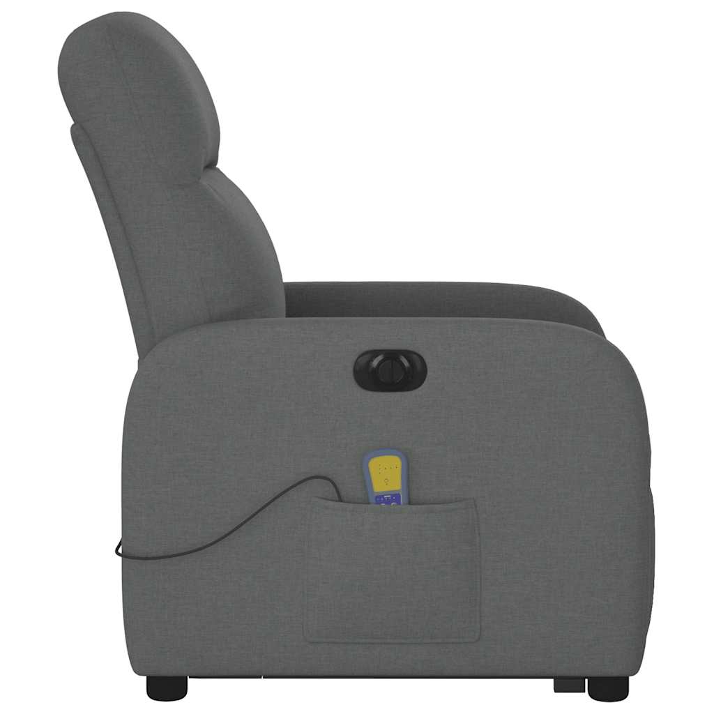 vidaXL Fotoliu electric masaj rabatabil cu ridicare, gri închis textil