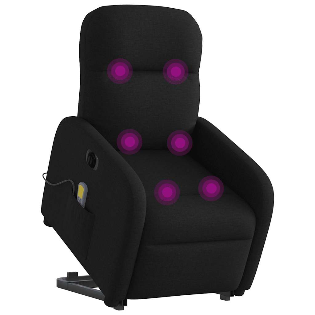 vidaXL Fotoliu electric de masaj rabatabil cu ridicare, negru, textil