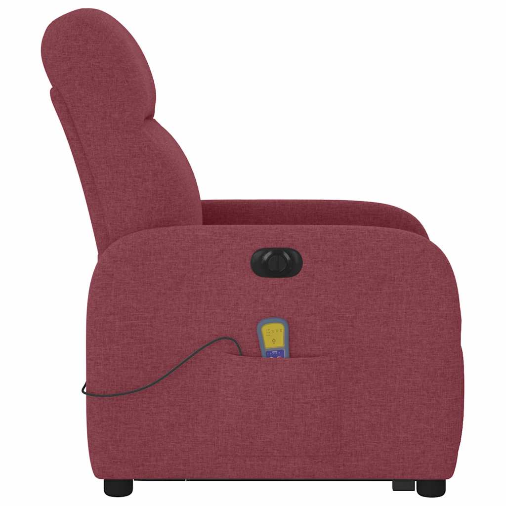 vidaXL Fotoliu de masaj electric rabatabil cu ridicare roșu vin textil vidaXL Fotoliu de masaj electric rabatabil cu ridicare roșu vin textil