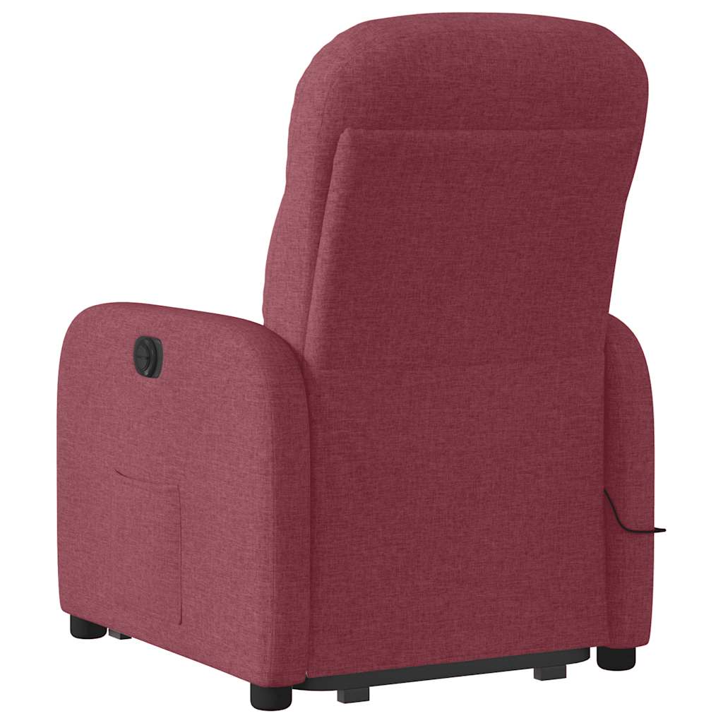 vidaXL Fotoliu de masaj electric rabatabil cu ridicare roșu vin textil vidaXL Fotoliu de masaj electric rabatabil cu ridicare roșu vin textil