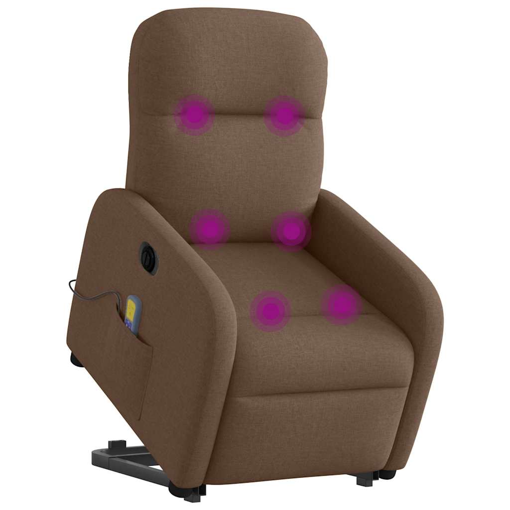 vidaXL Fotoliu electric de masaj rabatabil cu ridicare, maro, textil