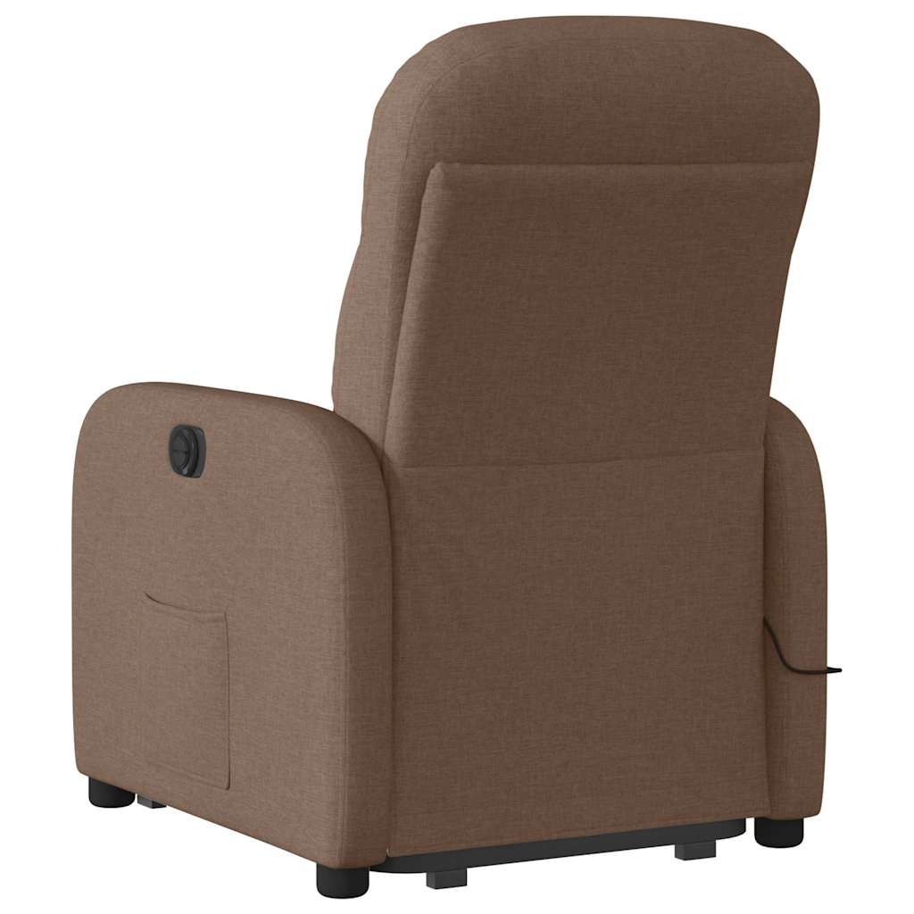 vidaXL Fotoliu electric de masaj rabatabil cu ridicare, maro, textil