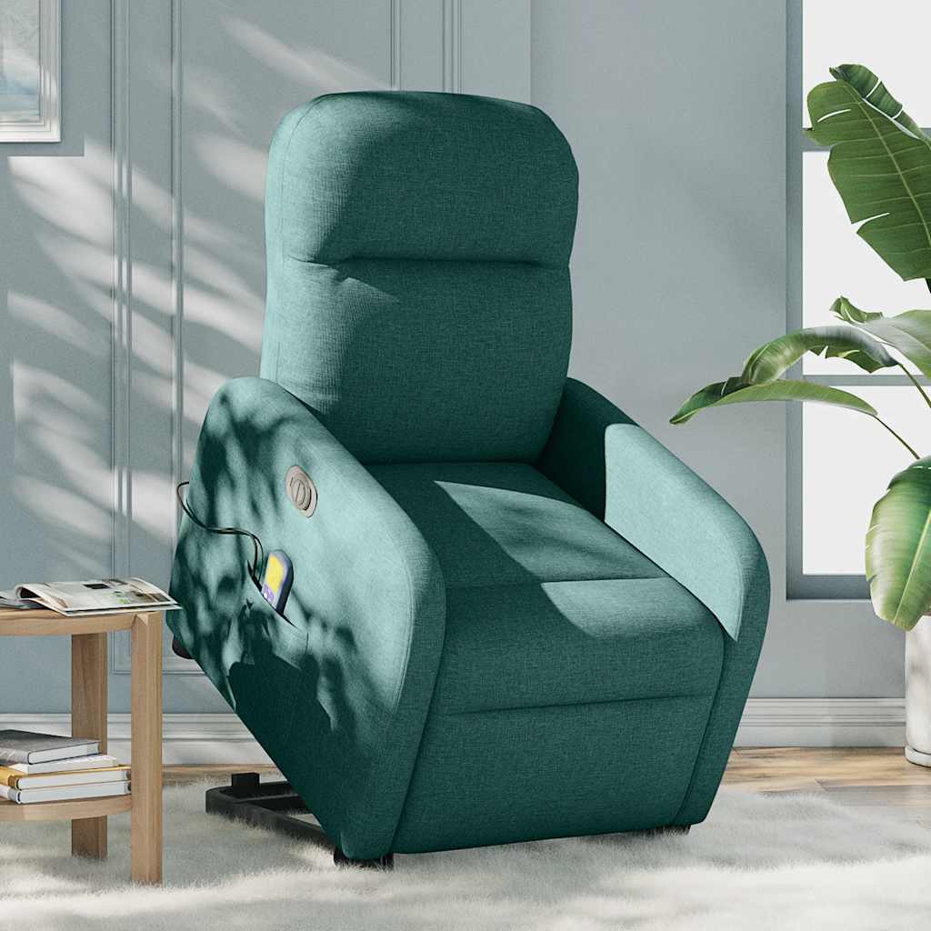 vidaXL Fotoliu electric masaj rabatabil / ridicare verde închis textil