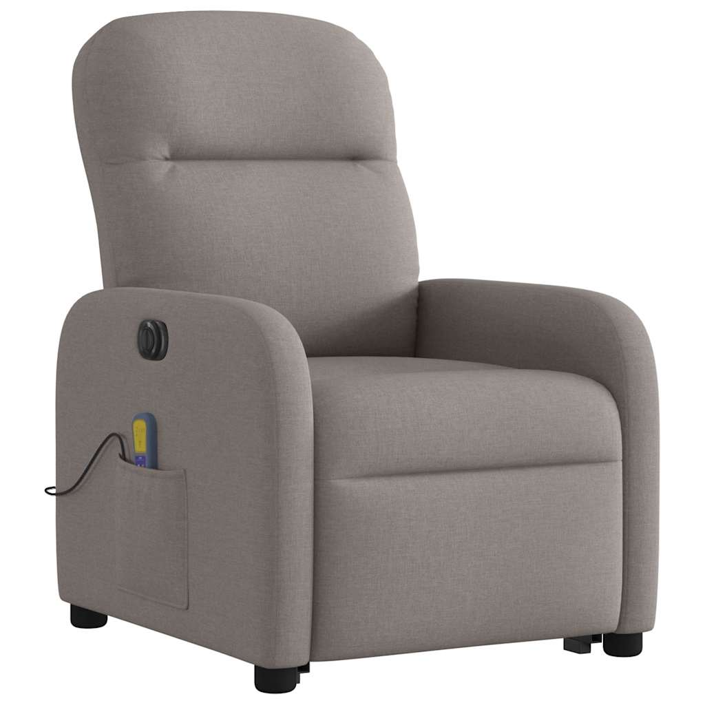 vidaXL Fotoliu electric masaj rabatabil cu ridicare, gri taupe, textil