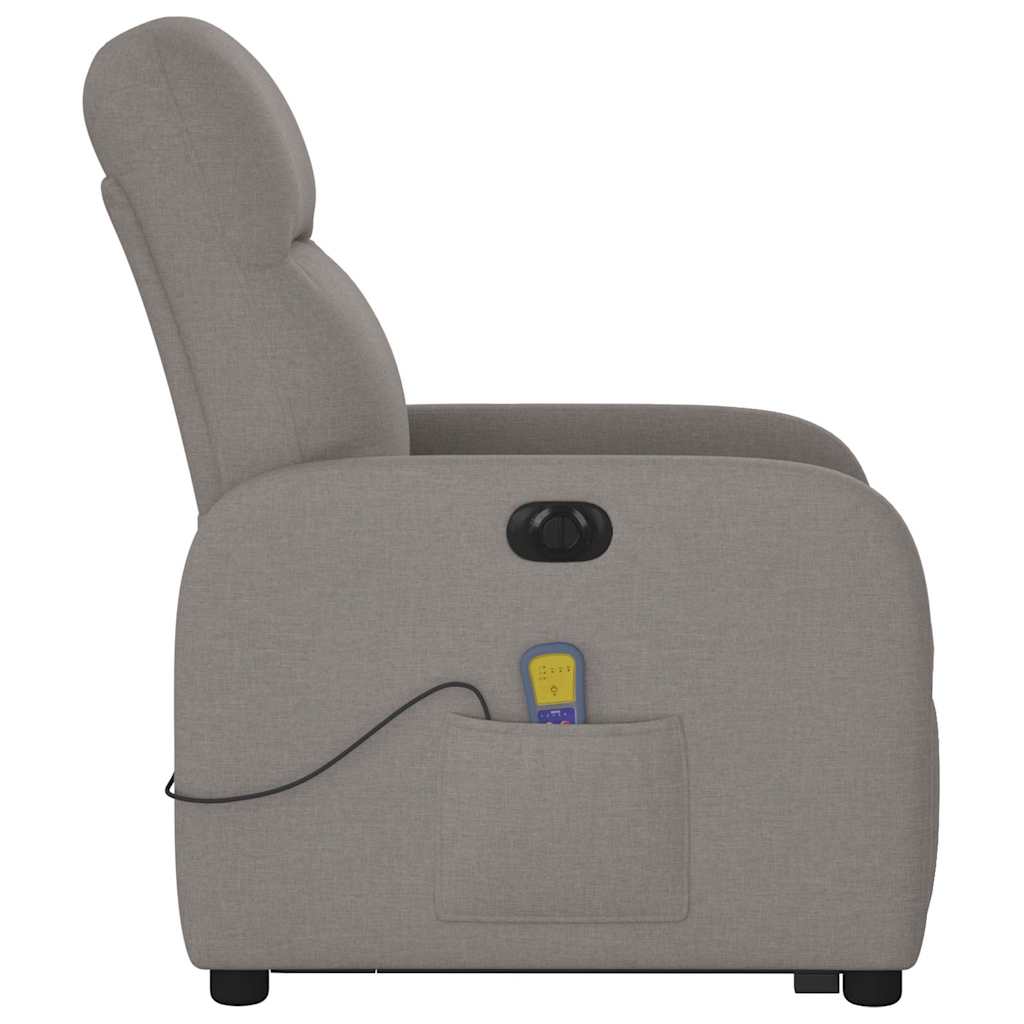 vidaXL Fotoliu electric masaj rabatabil cu ridicare, gri taupe, textil
