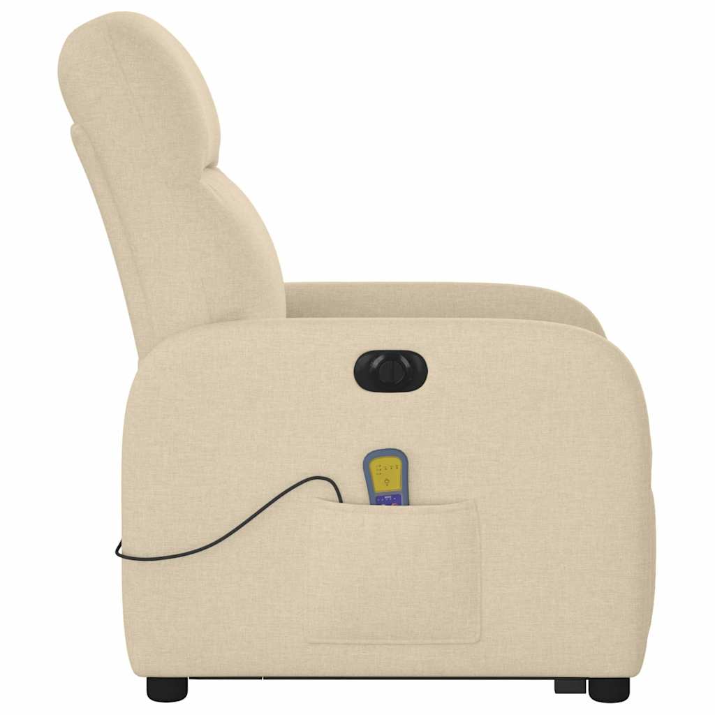 vidaXL Fotoliu electric de masaj rabatabil cu ridicare, crem, textil vidaXL Fotoliu electric de masaj rabatabil cu ridicare, crem, textil