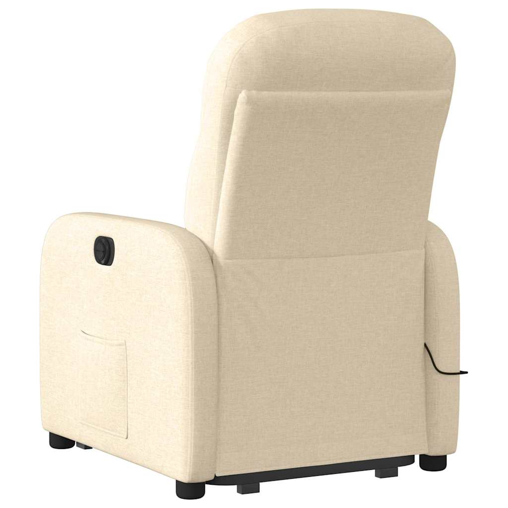 vidaXL Fotoliu electric de masaj rabatabil cu ridicare, crem, textil vidaXL Fotoliu electric de masaj rabatabil cu ridicare, crem, textil