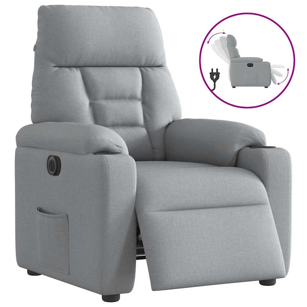 vidaXL Fotoliu rabatabil electric, gri deschis, textil