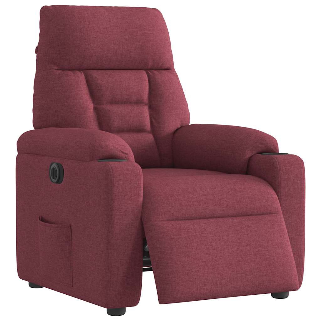 vidaXL Fotoliu rabatabil electric, roșu vin, material textil