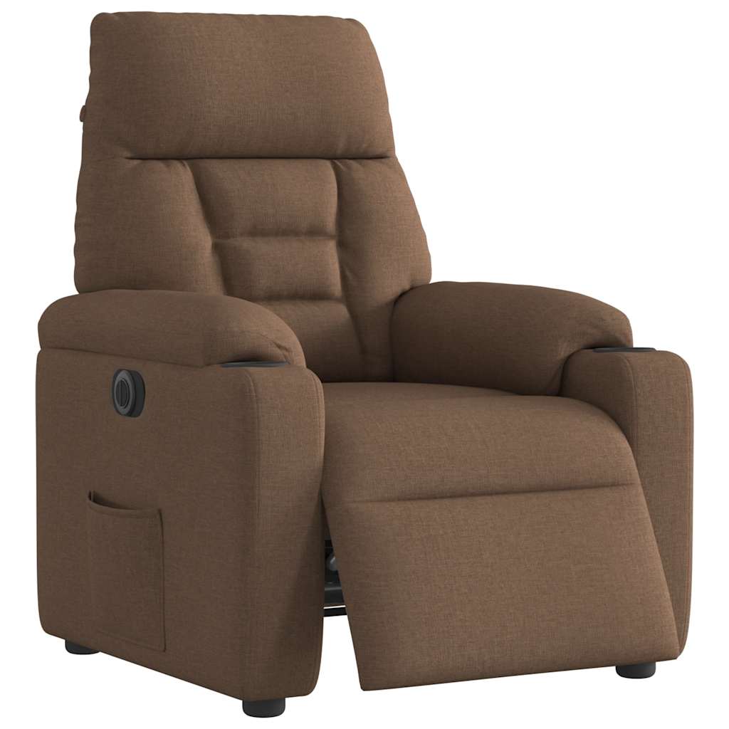 vidaXL Fotoliu rabatabil electric, maro, material textil