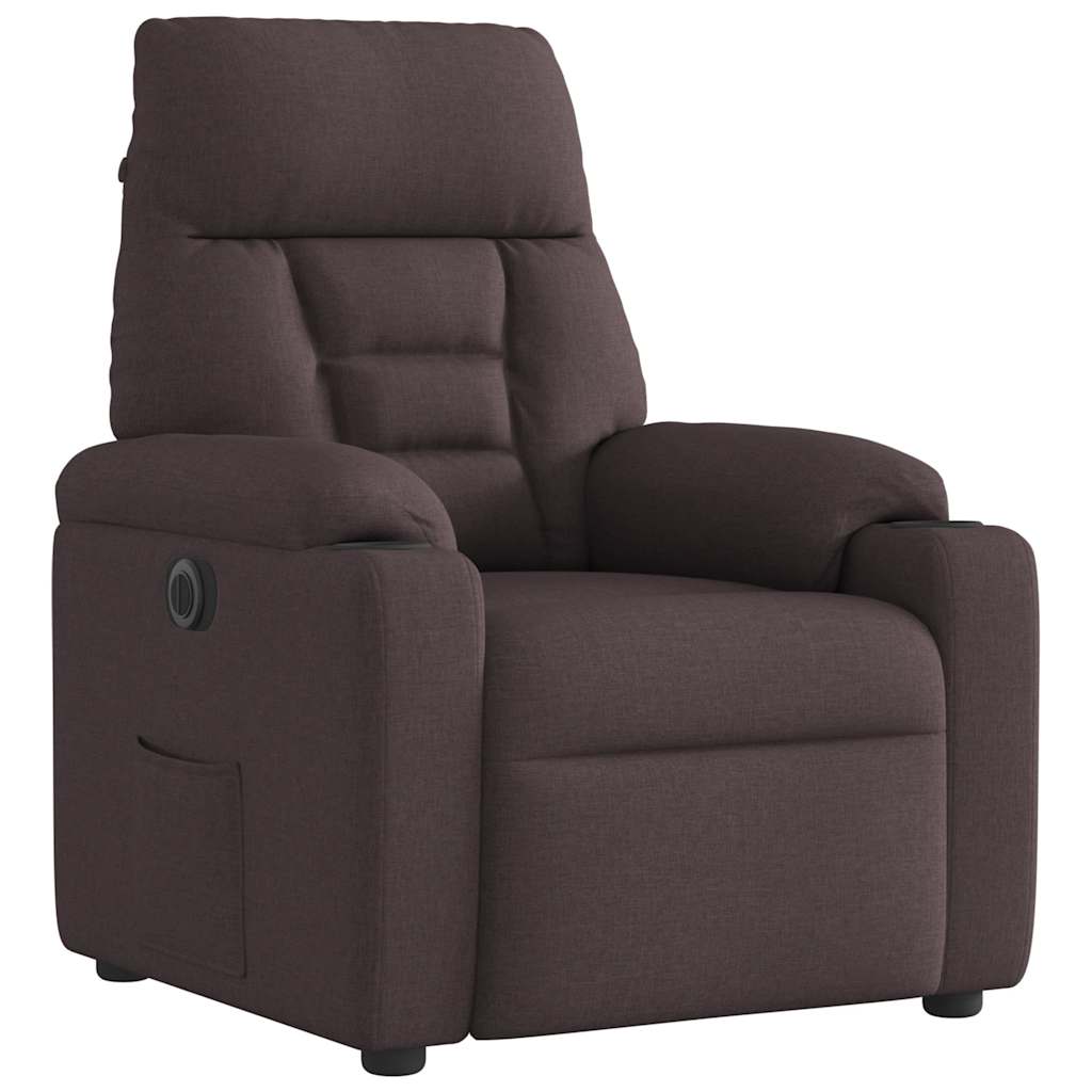vidaXL Fotoliu rabatabil electric, maro închis, material textil