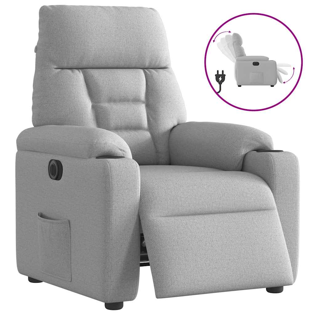 vidaXL Scaun reclinabil electric Cloud Grey Fabric