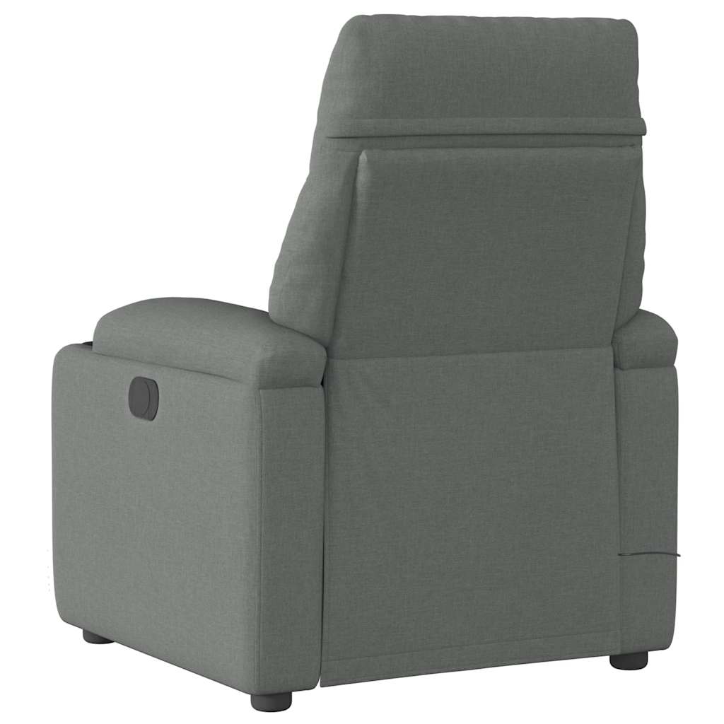 vidaXL Fotoliu electric de masaj rabatabil, gri închis, textil