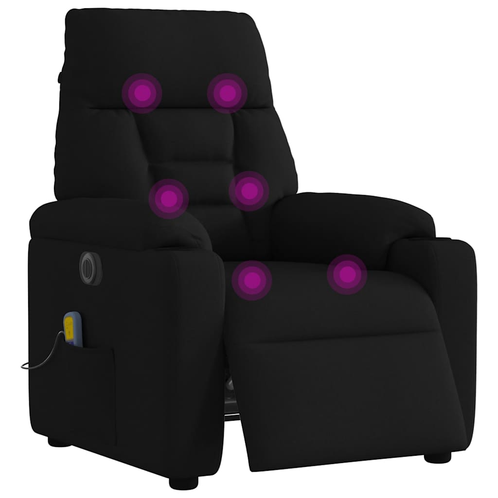 vidaXL Fotoliu electric de masaj rabatabil, negru, textil vidaXL Fotoliu electric de masaj rabatabil, negru, textil