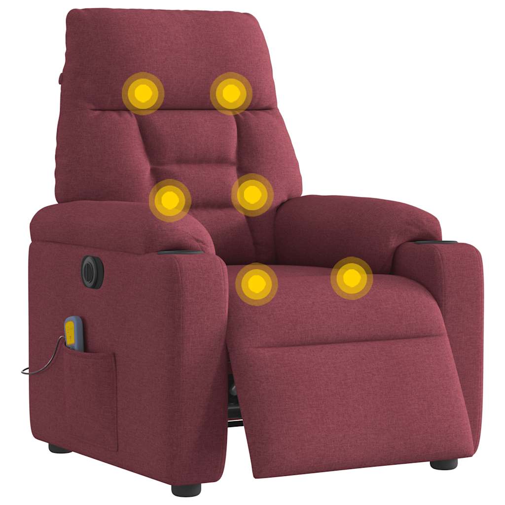 vidaXL Fotoliu electric de masaj rabatabil, roșu vin, textil vidaXL Fotoliu electric de masaj rabatabil, roșu vin, textil