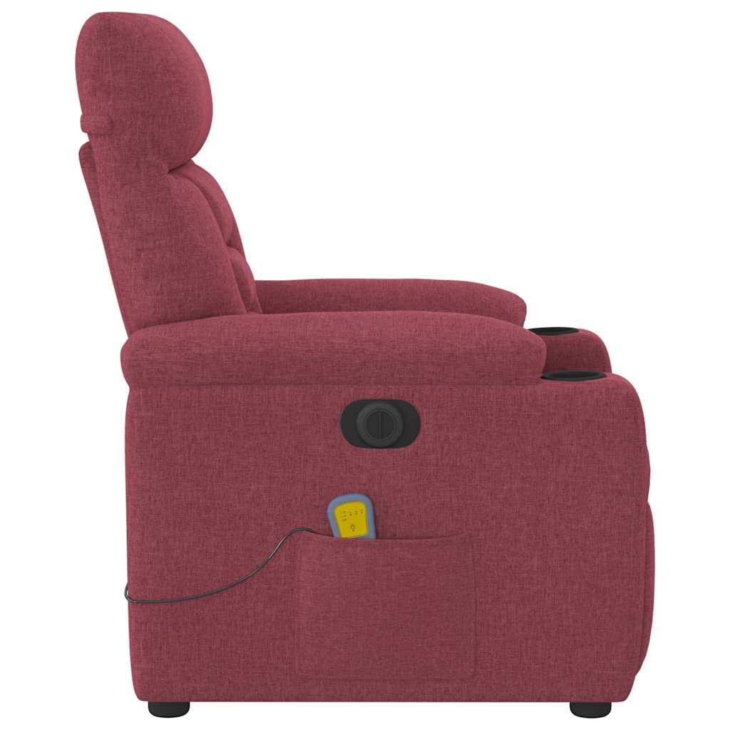 vidaXL Fotoliu electric de masaj rabatabil, roșu vin, textil vidaXL Fotoliu electric de masaj rabatabil, roșu vin, textil