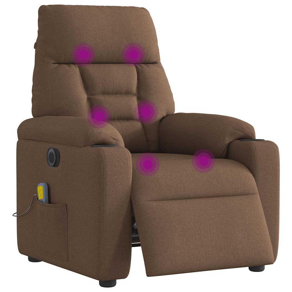 vidaXL Fotoliu electric de masaj rabatabil, maro, textil