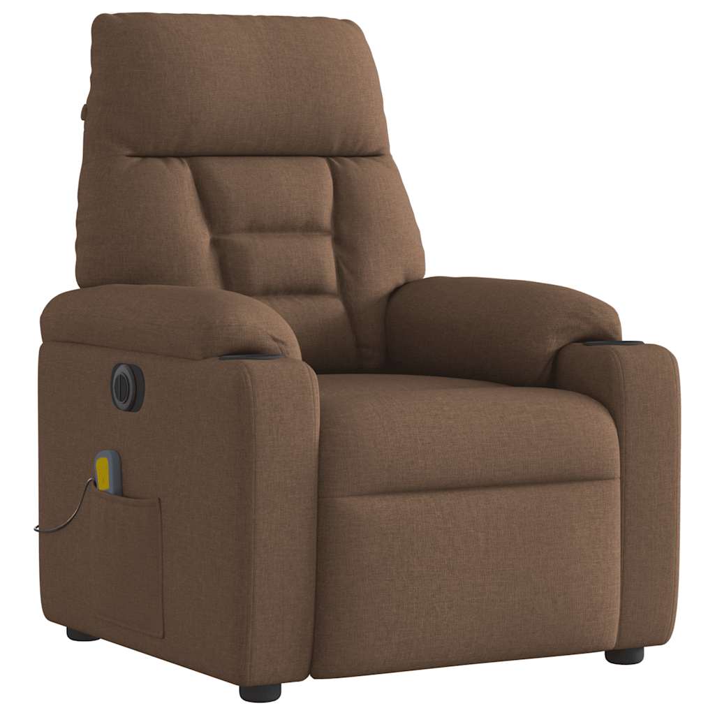 vidaXL Fotoliu electric de masaj rabatabil, maro, textil