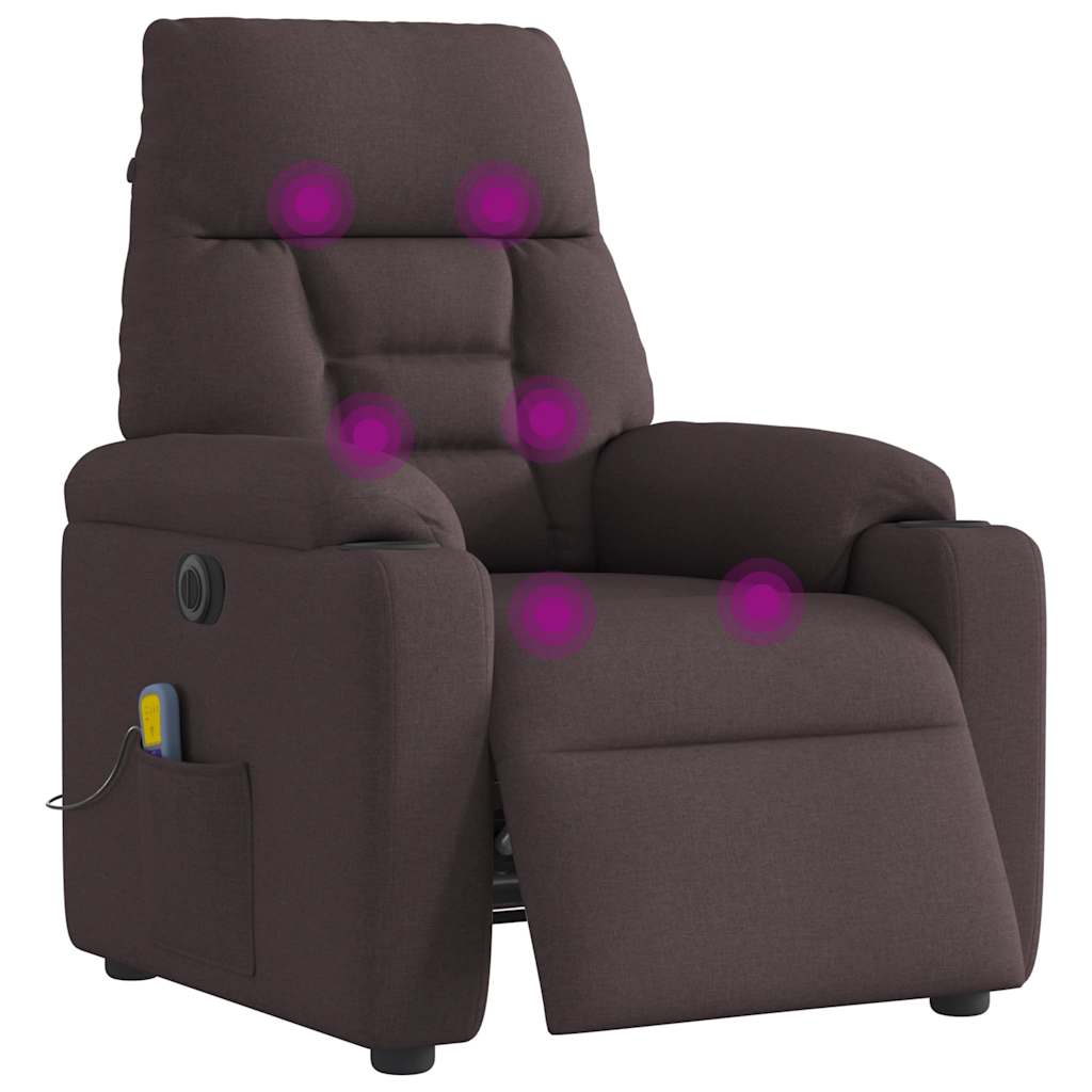 vidaXL Fotoliu electric de masaj rabatabil, maro închis, textil